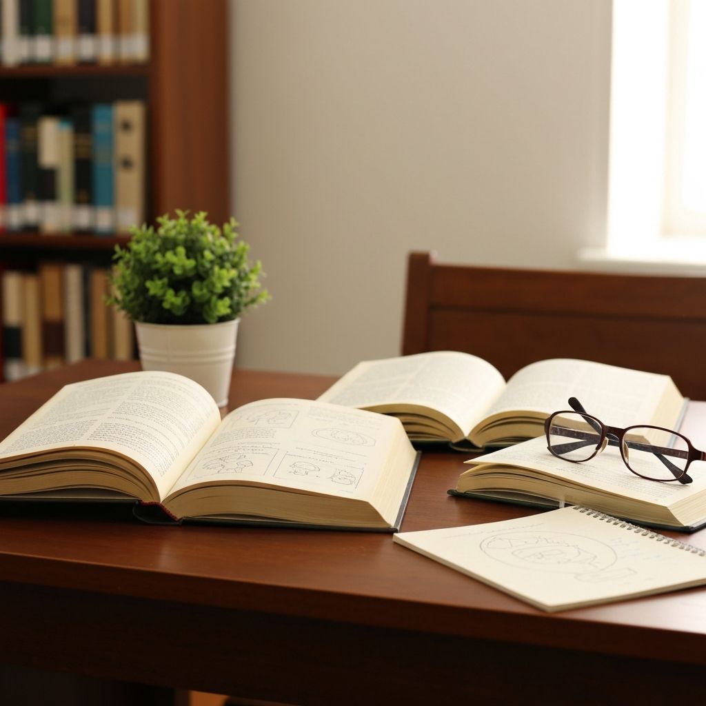 Books and study materials representing educational content